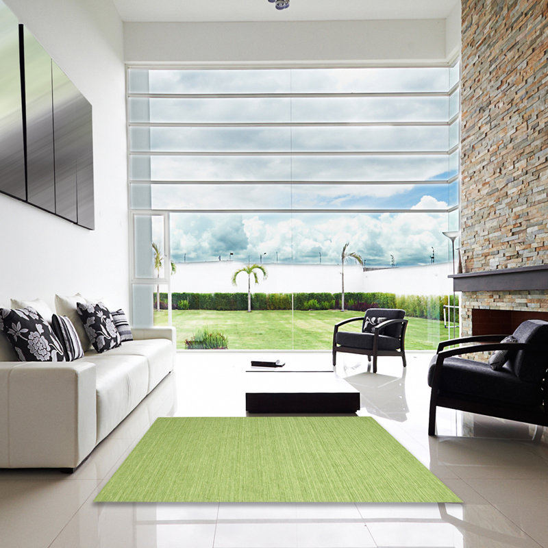Tapis de zone vert contemporaine, Carré 8 pi
