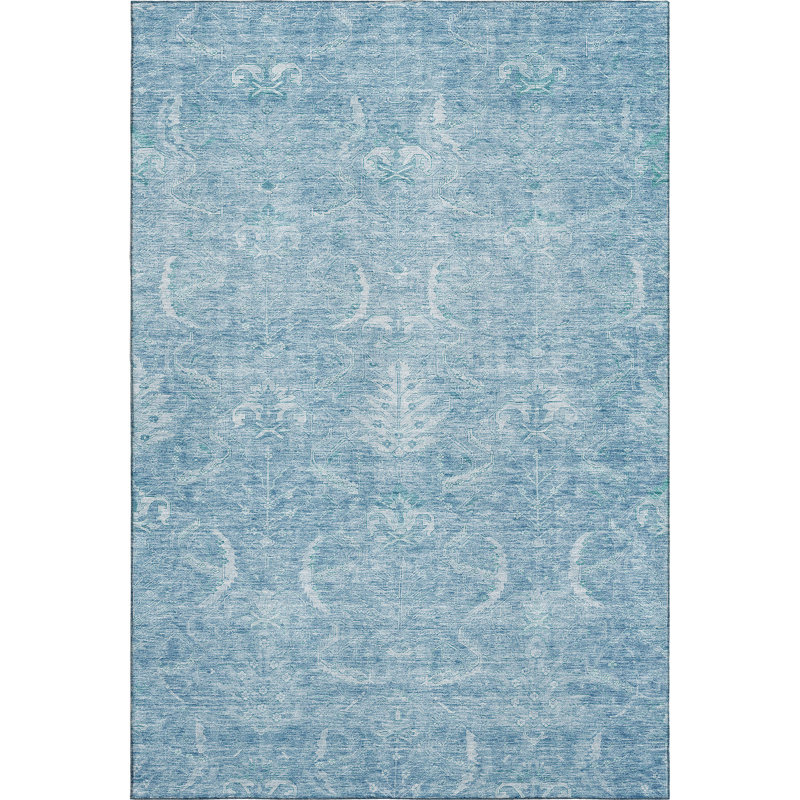 Premium Machine Washable Jamestown AMF1083 Damask Rug, Rectangle 9' x 12'