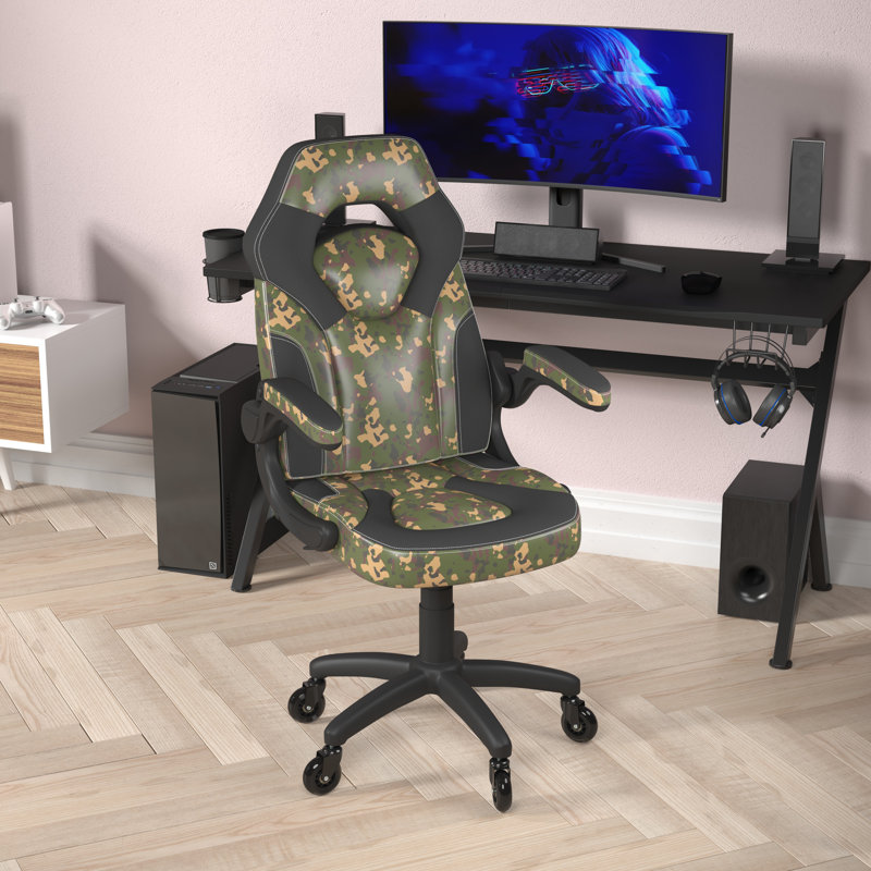 Inbox Zero Katilyn Adjustable Ergonomic Faux Leather Swiveling PC & Racing Game Chair