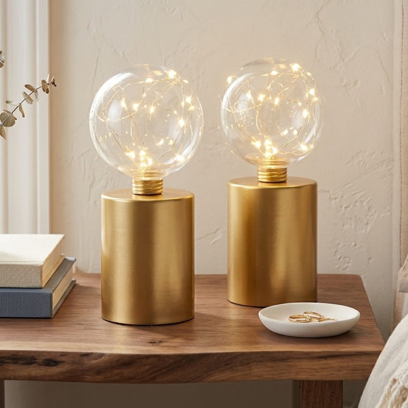 Ensemble de lampe de table fantaisie dorée 8 po Adonte
