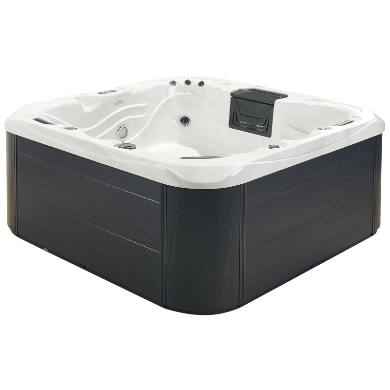 Belfry Bathroom Mulvihill 220 Volt 31 - Jet Acrylic Square Hot Tub with Ozonator, White, Grey