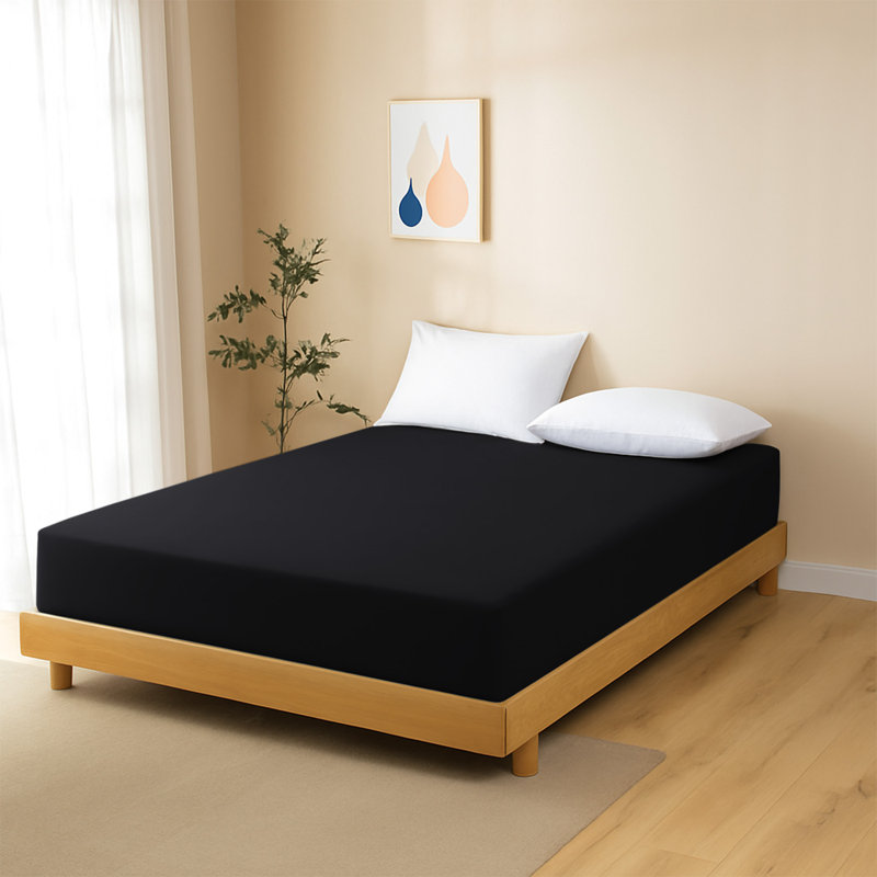 40 cm Soft Brushed Microfiber Extra Deep Fitted Sheet, Black, Kingsize (5')