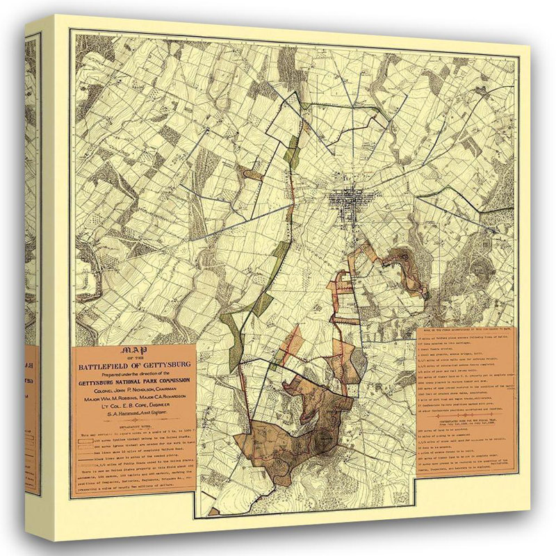 Art sur toile tendue avec Alcott Hill® Hammond Gallery, Bataille de Gettysburg Under Gettysburg National Park