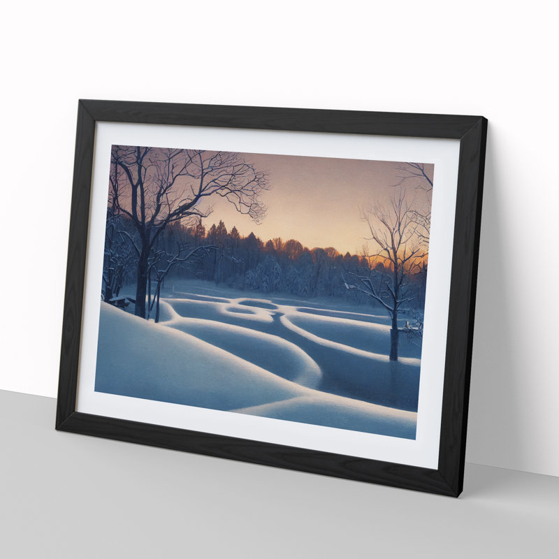 XH1022-10188X Winter Forest Landscape Vol.4 - Single Picture Frame Print, Black, 25cm H x 34cm W x 2cm D
