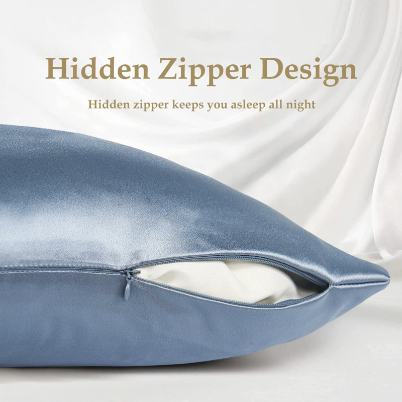 Silk Hand Woven Pillow Case, Dusty Blue, Queen Pillowcase