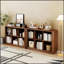 Bibliothèque à 6 cubes, tablette horizontale basse de 101,6 cm de large avec bord arrondi, bibliothèque en bois à 2 niveaux pour la décoration intérieure