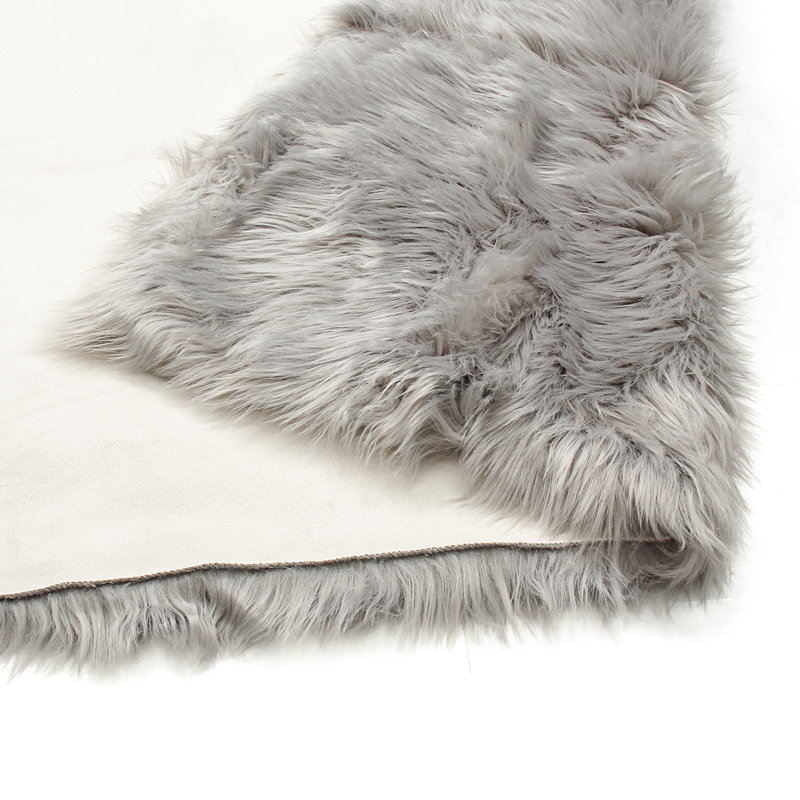 Solid Colour Faux Fur Shag Area Rug, Rectangle 91 x 145cm