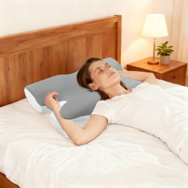  Ergonomic Horn Pillow for Neck Shoulder Pain Relief Side Sleeper Support
