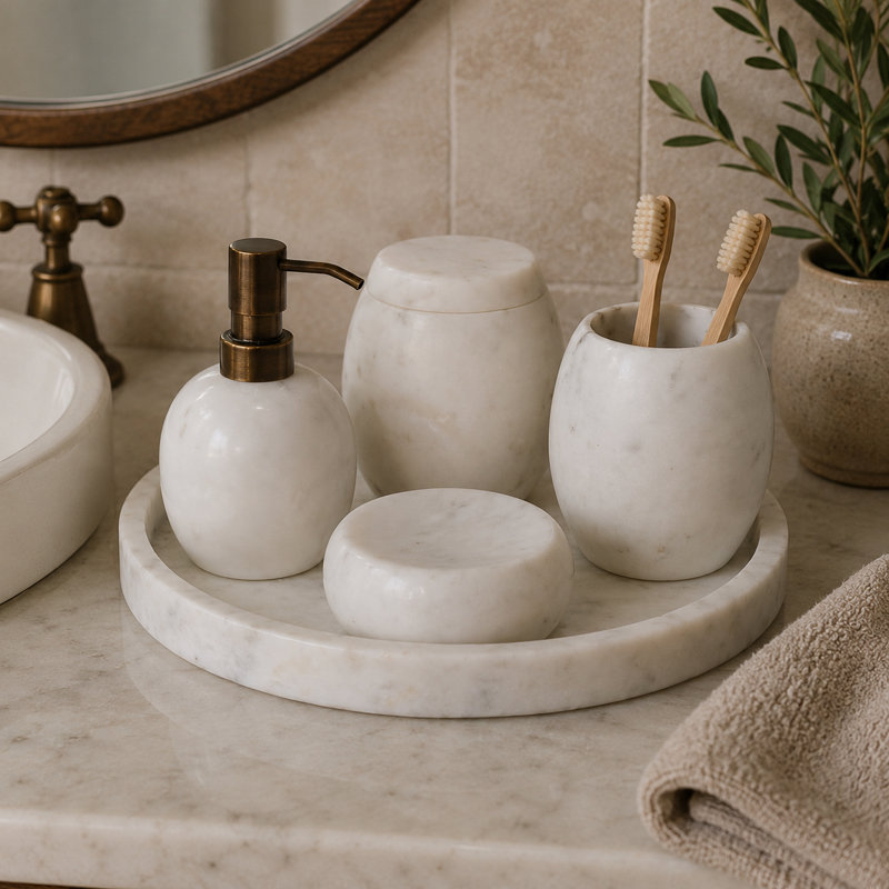 Advith Marble Bathroom Accessory Set