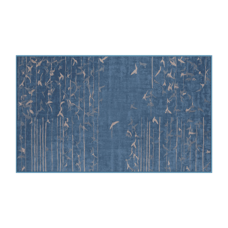 Machine Washable Blue Area Rug, Rectangle 4' x 6'