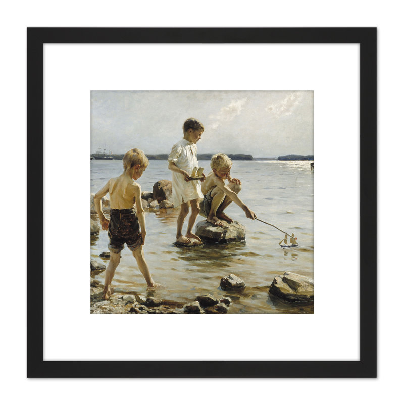 Boys Playing On The Shore by Albert Edelfelt - Single Picture Frame Painting