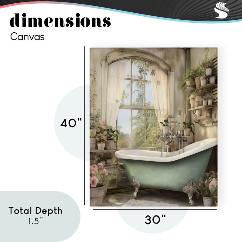 Toile avec tablettes à motif floral, H 40 po x l 30 po