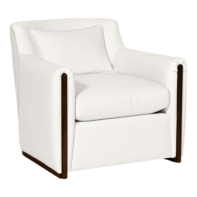 Thom Filicia Home 32.5" Wide Upholstered Armchair, Kennelly Snow Polyester Blend, Dove Gray
