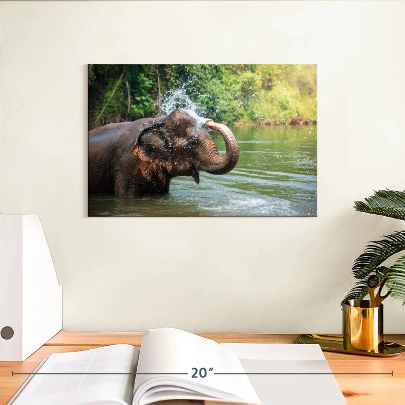 Éléphant jette de l'eau, H 8 po x l 12 po