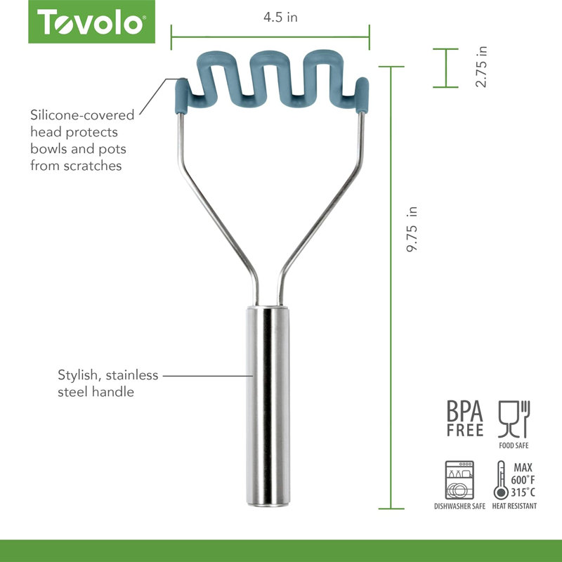 Colour Blue Slate - SS Silicone Potato Masher