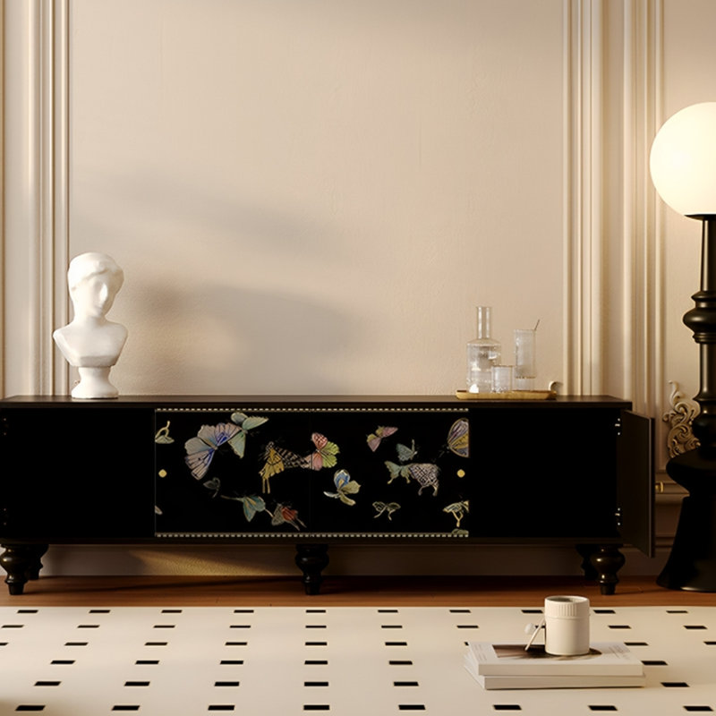 Meuble télé en pin avec armoires de rangement, H 21,65 po x L 78,74 po x l 15,75 po