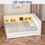 Lit de jour multiple avec tablettes de rangement, USB, DEL et 2 tiroirs-1443956763