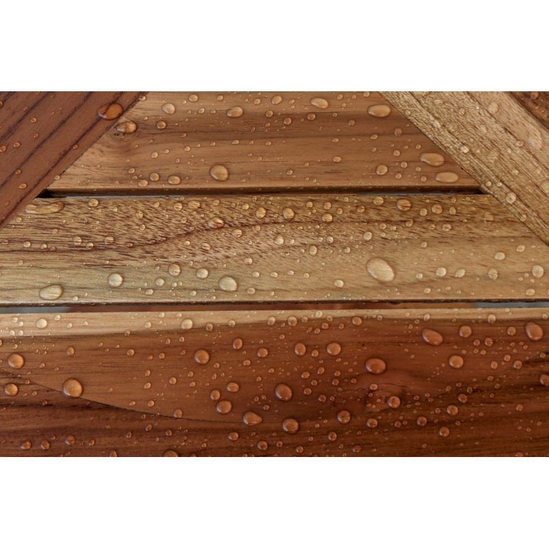 EcoDecors, 17 po, tablette de coin en teck, tabouret de douche en teck, petit banc de salle de bain, tablette de coin en teck, en EarthyTeak ™