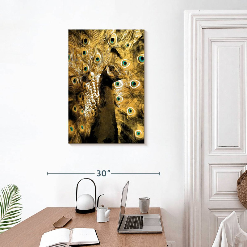 Brampt Gold Peacock, 30" H x 20" W