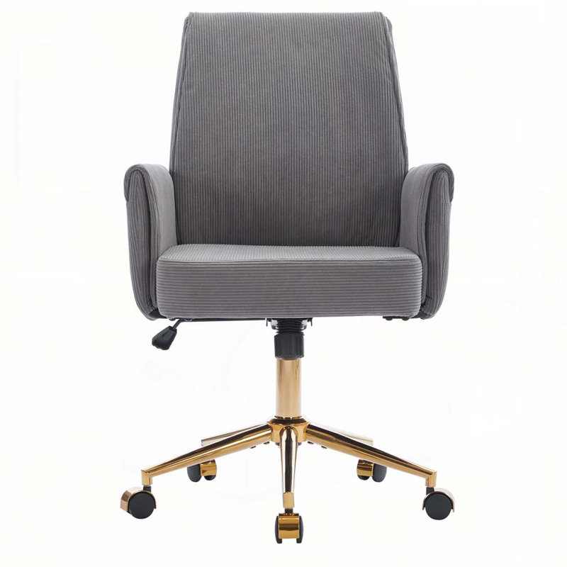 UpholsteredHome Office Chair with Golden Metal Base,Adjustable Desk Chair Swivel Office Chair, Green