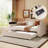 Twin Size Upholstered Daybed with Trundle, Storage Armrests & Bluetooth Audio System, Teddy Fleece, Beige-118661100-118661103