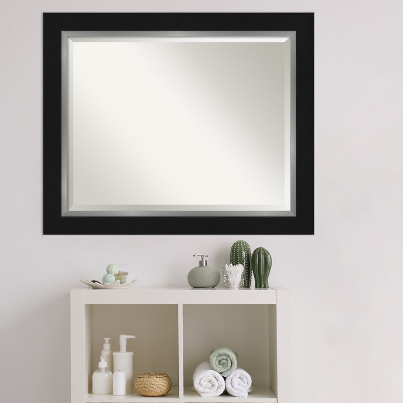 Quade Mirror, 27" x 33", Satin Black/Silver