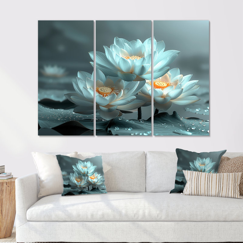 Ensemble de salon avec art mural blanc et gris, Métal métal, H 28 po x l 36 po x P 1 po