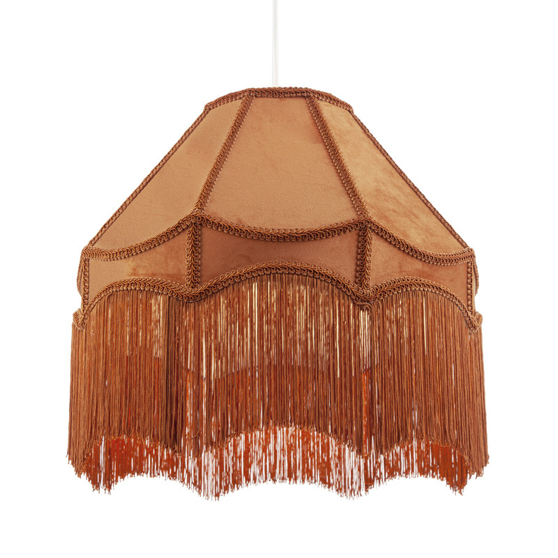 Traditional Victorian Empire 40Cm Lamp Shade In Soft With Tassels By Happy Homewares, Orange
