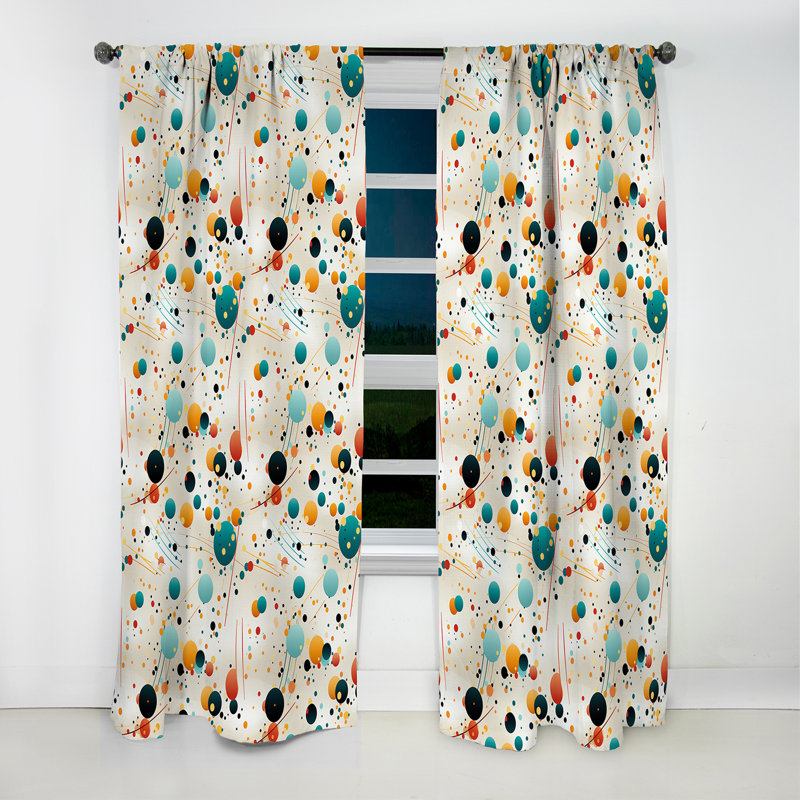 Futuriste motif à pois fusion II - rideau abstrait - rideau occultant - 1 panneaux, 52" W x 90" L