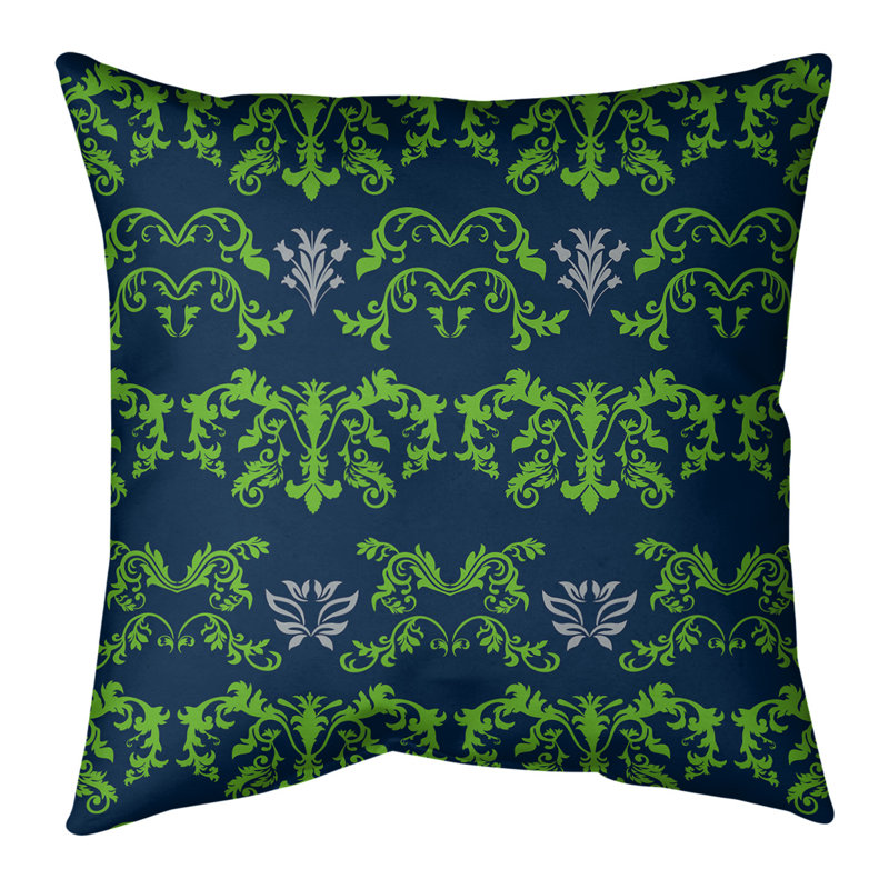 Housse de coussin Seattle Football Baroque, Faux lin, Bleu marine / vert / gris, 16 po x 1 po