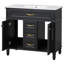 Ensemble de meuble-lavabo 36 po en bois massif et panneau de fibres à densité moyenne avec évier, armoire de rangement robuste avec portes à fermeture en douceur et 3 tiroirs (blanc / noir / vert)-2048689751