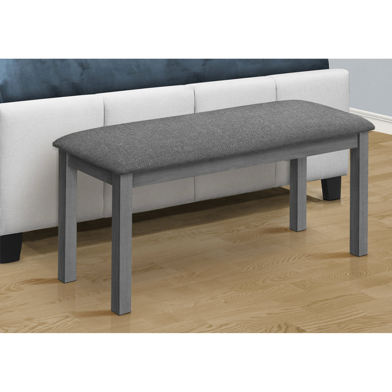 Banc rembourré gris de 42 po pour salle à manger - style transitionnel, bois massif, coussin en mousse épaisse, gris, transitionnel, coussin