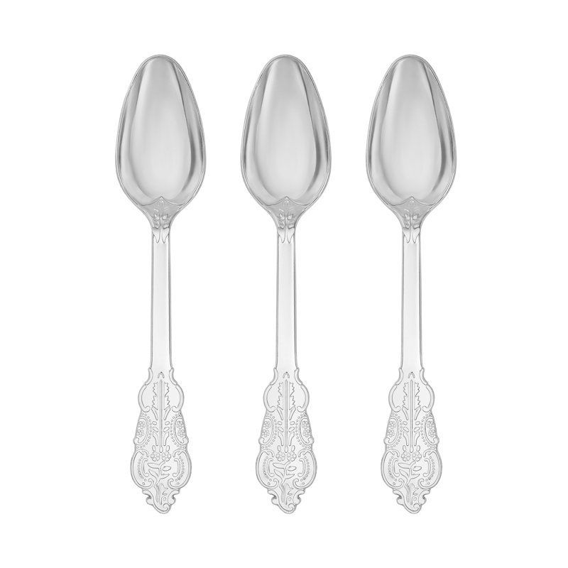 Shiny Baroque Silver Plastic Spoons