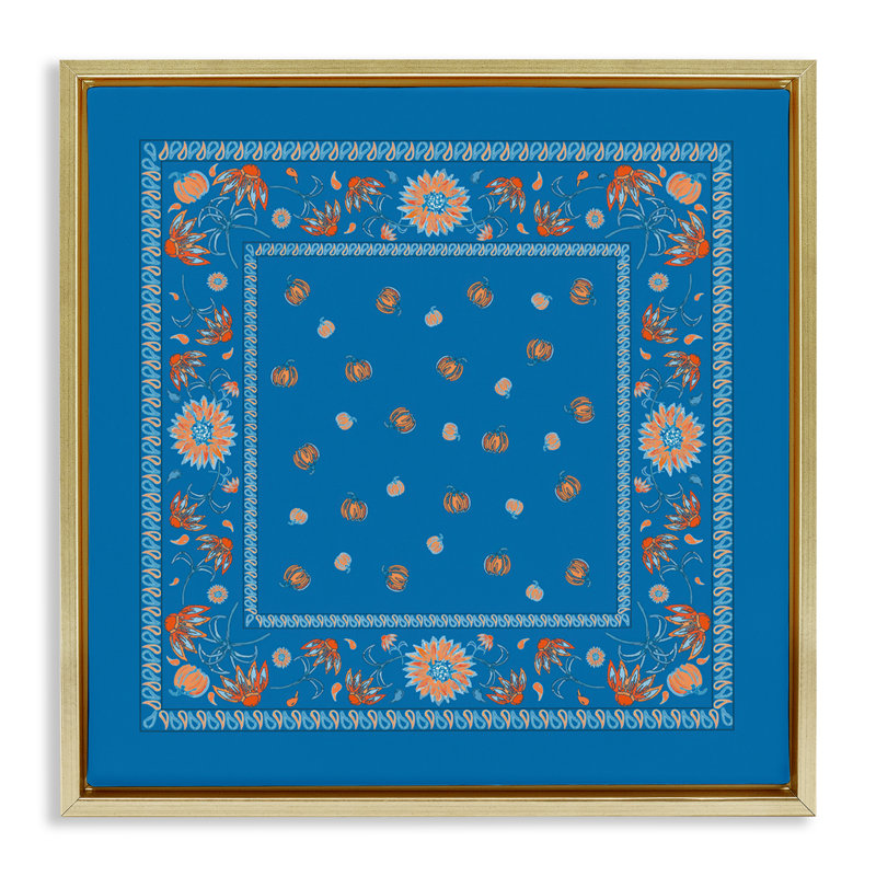  "Blue Sky Harvest", art mural sur toile par Safa Diab, H 25 po x l 25 po, Cadre flottant métallique doré