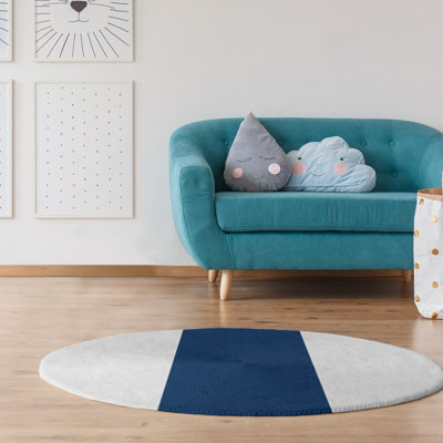 Tapis blanc/bleu marine tissé à plat Minnesota