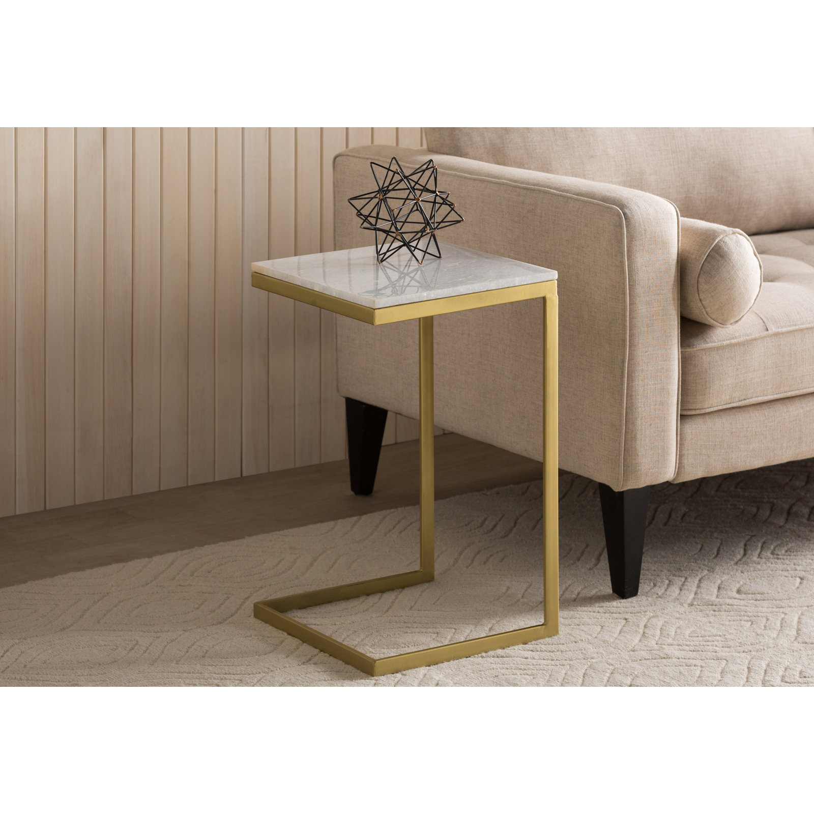 Ollie End Table, White Top/Gold Base