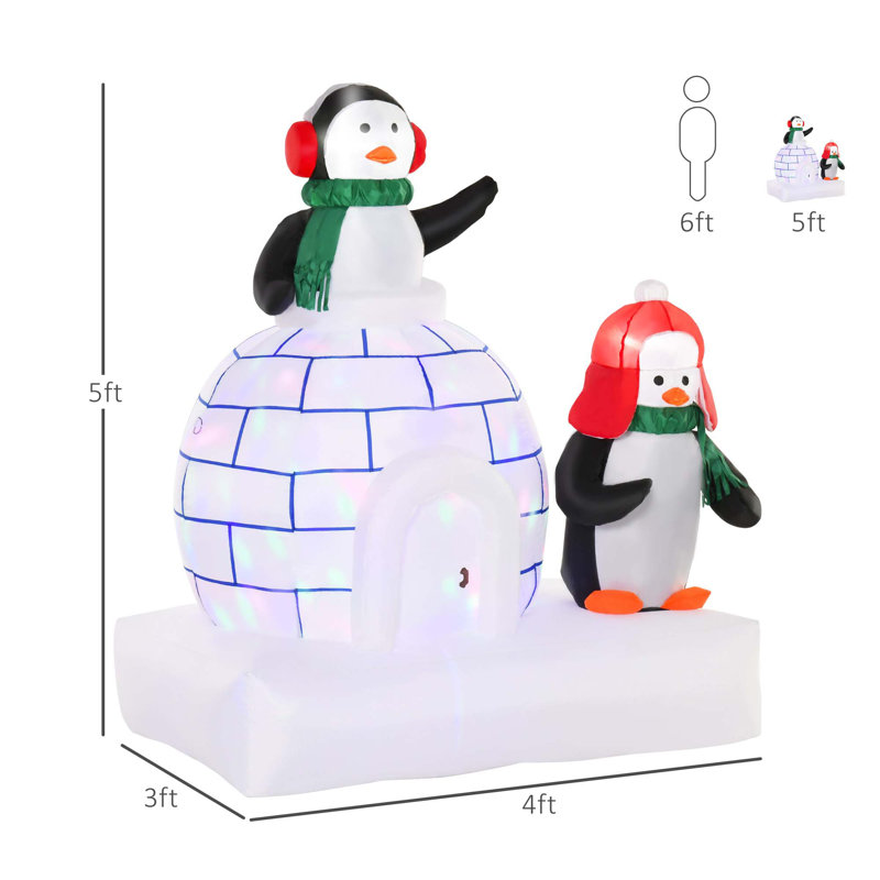 5 Ft Lighted Christmas Inflatables Outdoor Decorations Penguins With A Scarf And Lgloo