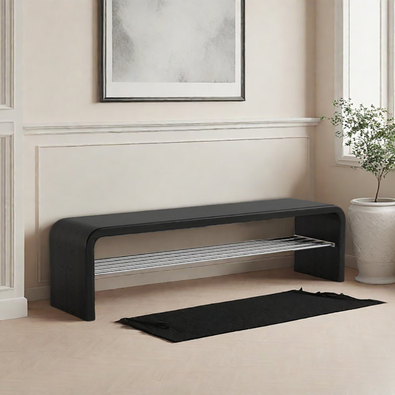 Banc de rangement pour chaussures 70,9 po, Noir, noir, noir, noir