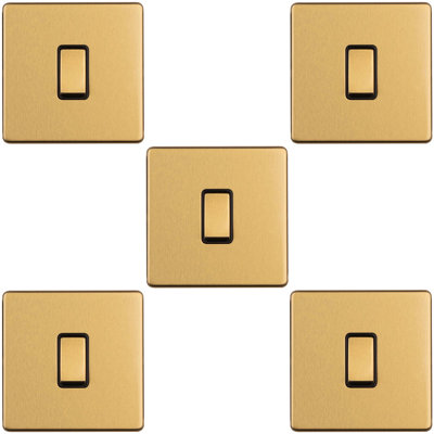 5 PACK 1 Gang Single Light Switch SCREWLESS MATT WHITE 2 Way 10A Slim Rocker
