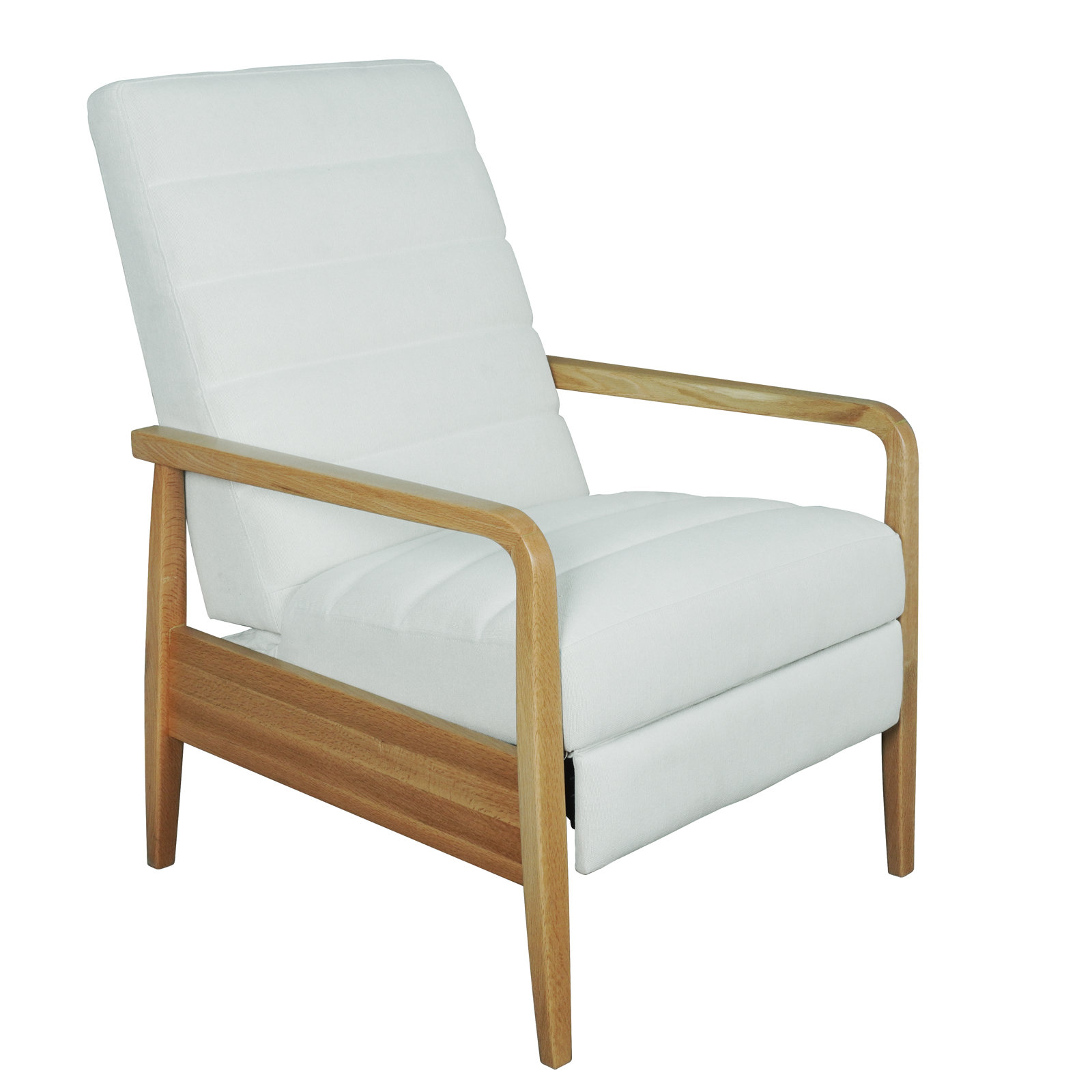 34" Solid Wood Manual Recliner, White