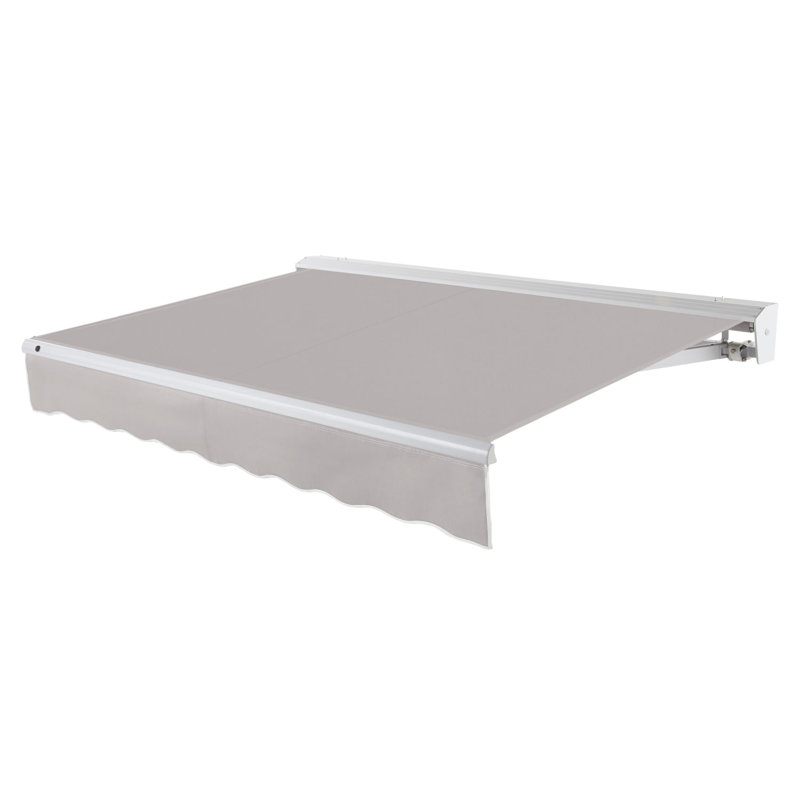 Awntech Destin Patio Retractable Awning with Protective Hood, Gray, 16' W x 10' D, Left Motor