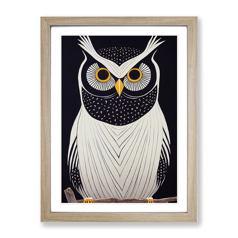 The Unusual Owl - Framed Print, Oak, 34cm H x 25cm W x 2cm D