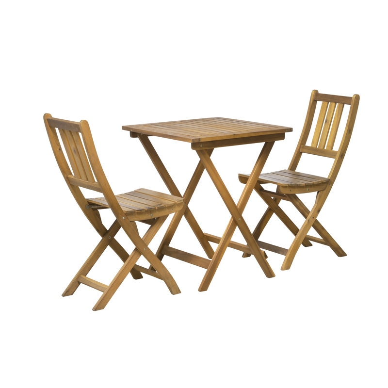Castine 2 - Person Acacia Wood Patio Dining Set with Square Table