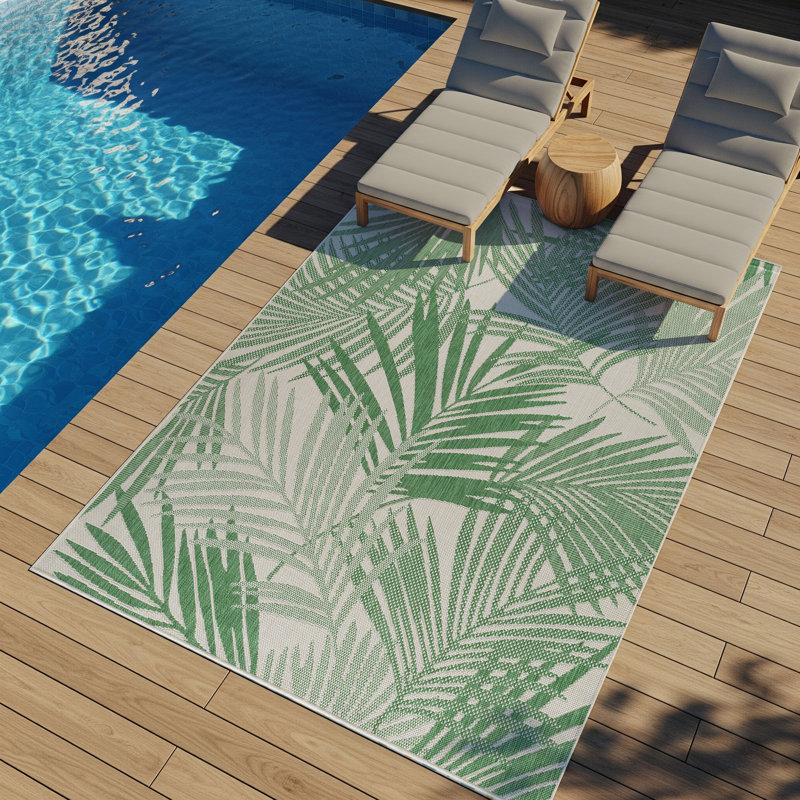 Dajerin Indoor & Outdoor Boho Rug Green/Ivory, Rectangle 200 x 275cm