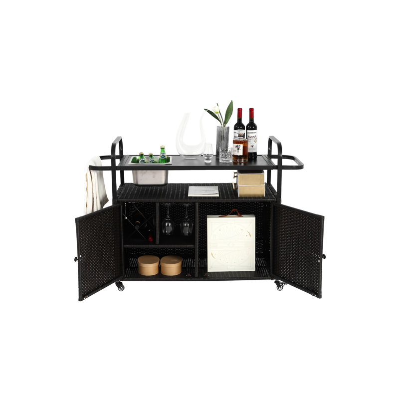 Table de bar d'extérieur, H 35,83 po x l 51,57 po x P 30,71 po, Noir