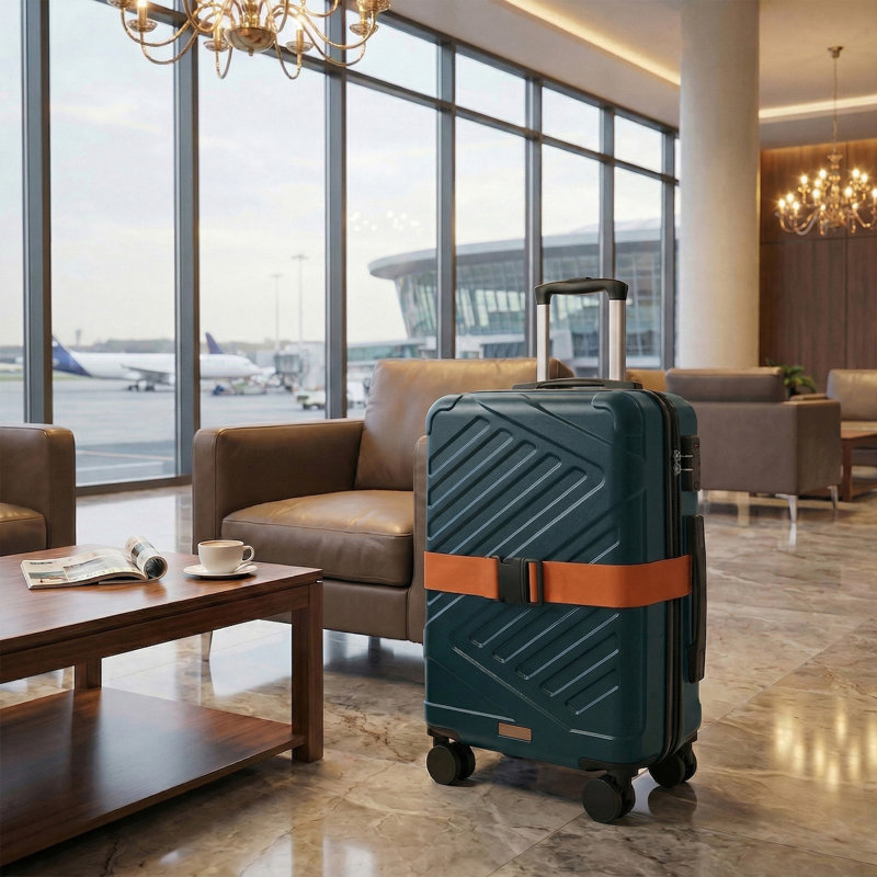 Hard Shell Suitcase, Cabin Travel Luggage, Expandable Trolley with TSA Lock, Spinner Wheels, Black, Green