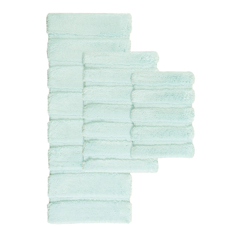 Bath Rug, 24x58", 100% Macro-spun , Stripe, , Soft, Stain , Non-skid Backing, Washable Mat 24x58" Bathroom Stripe Design, Fade And