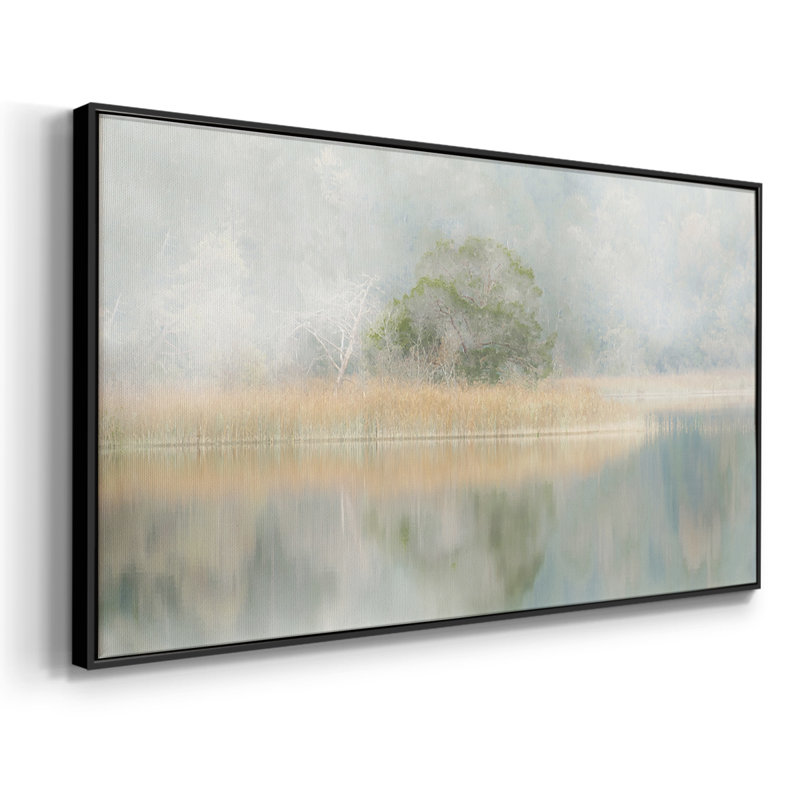Silent Morning River - Toile tendue avec châssis encadré - Prêt à accrocher, Noir, H 21 po x l 41 po