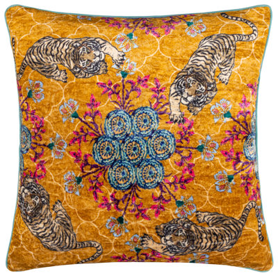 Bloomie Tigerscope Abstract Gold Square Throw Cushion