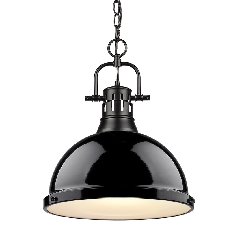 Luminaire suspendu en forme de dôme 1 lumière Alethia, Noir, Noir mat